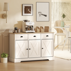 HOMCOM 46.5" Farmhouse Sideboard Buffet Cabinet with Barn Doors & Storage - White-Three drawers keep small items organized and within reach