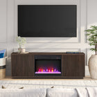 Hudson&Canal Hanson TV Stand with 26" Crystal Fireplace for TV's up to 75" - Alder Brown-Constructed of sturdy MDF materials in an alder brown wood-look finish