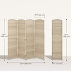 HOMCOM 4 Panel Hand-Woven Freestanding Room Divider for Home Office Bedroom - Light Oak-Suitable for creating private sections or acting as decorative backgrounds in any room 
