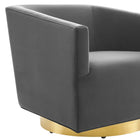 Modway Twist Accent Lounge Performance Velvet Swivel Chair - Gold Charcoal-Armchair Weight Capacity: 300 lb