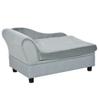 PawHut Sponge Cushioned Pet Sofa Couch with Storage - Grey-Modern design pet sofa covered with plush fabric is ideal for small dogs and cats 