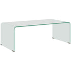 HOMCOM Glass Coffee Table with Safe Rounded Edges for Living Room - Clear-One-piece moulded design ensures high durability and sleek aesthetics