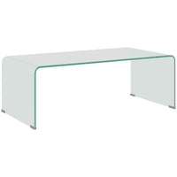 HOMCOM Glass Coffee Table with Safe Rounded Edges for Living Room - Clear-One-piece moulded design ensures high durability and sleek aesthetics
