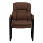 Flash Furniture Brown Microfiber Executive Side Reception Chair with Lumbar Support & Sled Base-Guest Chair