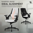 Sharper Image C2 Axis Ergonomic Swivel Executive Office Chair - White/Black-Advanced range of arm height positions for a natural, engaged and comfortable posture