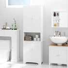 HOMCOM Bathroom Storage Cabinet with Double Door and Toilet Paper Holder - White-Cabinet with shutter, so that the internal storage more breathable   