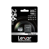 Lexar Professional SILVER PLUS microSDXC Memory Card - 256GB - Silver-205MB/s max read speed expedites transfers and reduces wait times
