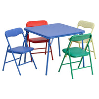 Flash Furniture Kids Colourful 5 Piece Folding Table & Chair Set-Multipurpose Kids Table Set
