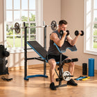 Soozier Adjustable Weight Bench with Barbell Rack and Leg Developer for Weight Li fting and Strength Training-Note: Weights and barbells are EXCLUDED 