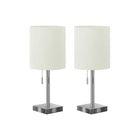 Monarch Specialties 17" H Table Lamp - Nickel Metal / Ivory / Cream Shade - Set Of 2-Brighten up your office, livingroom, entryway, or bedroom with this set of 2 sleek and compact 17"h contemporary accent table lamps in a nickel metal finish, topped with simple ivory fabric cylinder drum shades