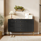HOMCOM Modern 47.2" L Sideboard Buffet Cabinet with Storage - Black-Includes anti-tipping kit to secure it on the wall for family safety