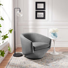 Modway Series Performance Velvet Fabric Swivel Chair - Grey-Durable Stain-Resistant Fabric