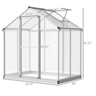Outsunny 6' x 4' x 6.4' Polycarbonate Greenhouse- Convenient single hinged door design for easy access to the inside  
 