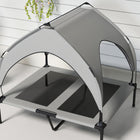 PawHut Elevated Cooling Dog Cot Bed with Canopy for Medium and Large Dogs - Light Grey-Oxford fabric resists tearing and ensures lasting durability 