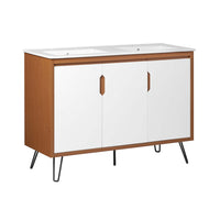 Modway Energize 48" Double Sink Bathroom Vanity - Cherry/White-Mid-Century Modern Bathroom Vanity