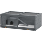 PawHut - Cage en Bois pour Hamster avec Bac Coulissant pour Gerbilles - Gris-Avec une cabane et une rampe