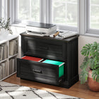 HOMCOM 2 Drawer File Cabinet, Printer Stand for Home Office - Black-Adjustable hanging bars accommodate letter, A4, and legal size files easily