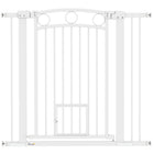 PawHut Dog Gate with Cat Door with 2 Extension Kits - 30"-41" W x 38" H-37.8" (96 cm) high gate effectively secures pets