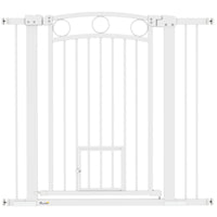 PawHut Dog Gate with Cat Door with 2 Extension Kits - 30"-41" W x 38" H-37.8" (96 cm) high gate effectively secures pets