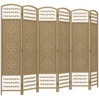 HOMCOM 6 Panel Wave Fiber Freestanding Room Divider for Home Office - Natural-This room divider is great for creating personal space or dividing larger rooms
