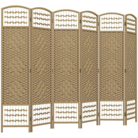 HOMCOM 6 Panel Wave Fiber Freestanding Room Divider for Home Office - Natural-This room divider is great for creating personal space or dividing larger rooms
