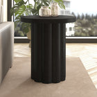 Hudson&Canal Olie Round Fluted Side Table - 20" W - Black Grain-Features easy assembly