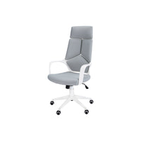 Monarch Specialties 7270 High-Back Executive Office Chair - White/Grey Fabric-High-back executive office chair with fixed armrests in white and soft, polyester fabric in grey