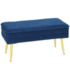 HOMCOM Upholstered Storage Bench for End of Bed - Dark Blue-Thick foam padding and velvet-feel surface provide a comfortable sitting experience;