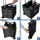 BAZIC Products Folding Cart on Wheels w/Lid Cover - 16" x 18" x 15" - Black/Gray-Perfect for carrying books, paper, personal items, file folders, even groceries