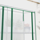 Outsunny Lean-to Mini Greenhouse with 3 Tier Shelves & 3 Roll-Up Doors - White- Sloped roof design prevents water accumulation, protecting structure
 