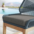 Modway Wellspring Outdoor Patio Teak and Rope Counter Stool - Blue Graphite-Teak Wood Base