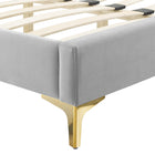 Modway Current Performance Velvet Twin Platform Bed with Gold Metal Legs - Light Grey-Assembly Required