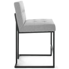 Modway Privy Black Stainless Steel Upholstered Fabric Counter Stool - Black Light Gray-Elegant Biscuit Tufting
