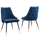 Modway Adorn Performance Velvet Dining Side Chair - Navy - 2 Pack-Vintage Modern Accent Dining Chair