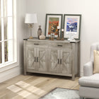 HOMCOM 47.2" L Sideboard Buffet Cabinet - Grey-Roomy storage space with two drawers and two cabinets for holding kitchen items