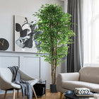 HOMCOM 8' Tall Artificial Silk Ficus Tree for Home Office - Green-Optimal for decorating villas and large homes with tall design