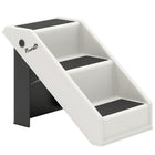 PawHut 14.5" H Foldable Pet Ramp with 3 Steps - White-Three-step design helps small or older pets reach high places easily 
