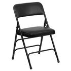 Flash Furniture HERCULES Series Curved Triple Braced & Double-Hinged Black Vinyl Metal Folding Chair-Black Vinyl Upholstered Seat and Back