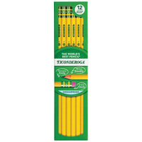 Ticonderoga Wood-Cased Pencils - Medium - #2.5 F - Yellow - 12 Pack-Unsharpened wood-cased pencil