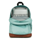 JanSport Cool Student Backpack - Faded Sage-PU leather bottom and trim details
