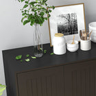 HOMCOM Modern 41.3" L Sideboard Buffet Cabinet with 4 Drawers and 2 Beadboard Doors - Black-Anti-tipping design helps prevent it from falling over