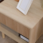 HOMCOM Modern Nightstand with Drawer and Open Shelf - Natural Wood-Assembly required