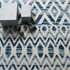 Modway Reflect Tamako Diamond/Chevron Moroccan Trellis Indoor / Outdoor Area Rug - 5 ft W x 8 ft L - Ivory/Blue-Gripping Rubber Underside