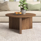 Hudson&Canal Anders 32"W Round Coffee Table - Satin Walnut-Product Dimensions: 32" L x 32" W x 17" H