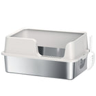 PawHut Stainless Steel Cat Litter Box with Scoop-High sides prevent litter spillage during use 