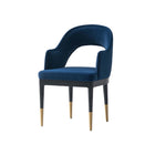 Manhattan Comfort Carrington 20.9" Modern Glam Velvet Upholstered Dining Armchair - Midnight Blue-Birch Wood Leg Frame with Gold Stainless Steel Feet for Fashion and Durability