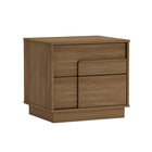 Manhattan Comfort Horizon 21.7" Modern Nightstand 2-Piece Set - Maple-Sleek, Handle-Free Push to Open Drawers with Unique Overlapping Square Drawer-Front Detail