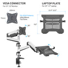 ShoppingAll Dual Monitor and Laptop Gas Spring Arm for 15-32" Monitors and 10-17" Laptops - White-Store your cables and adjustment wrenches with the cable management clips, and save your desk space