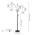 Hudson&Canal Aspen 3-Light Torchiere Floor Lamp with Fabric Shade - Blackened Bronze/White-Product Dimensions: 19" L x 19" W x 83" H
