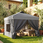 Outsunny 10 ft W x 10 ft L Pop Up Canopy Tent with 1-Button Push Setup - Dark Grey-Pop up canopy with UPF50+ 210D Oxford fabric blocks sun and resists fire